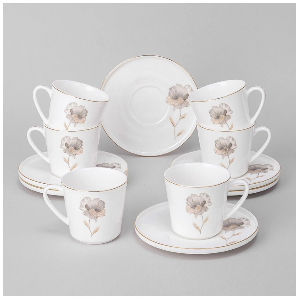 Фото Кофейный набор lefard inspiration золотой цветок на 6 пер. 12 пр. 220 мл (422-128) - интернет-магазин МегаТерем в Москве