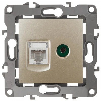 ТВ-розетка и розетка Ethernet RJ-45 без рамки Эра Эра 12 12-3110-04 ER_B0027444