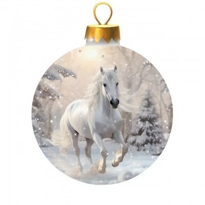 Новогодний шар Скакун Снежной Королевы с кристаллами Swarovski (2599)