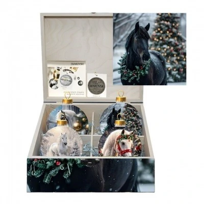 Новогодний набор на 4 шара Лунная упряжь праздника с кристаллами Swarovski (4046)