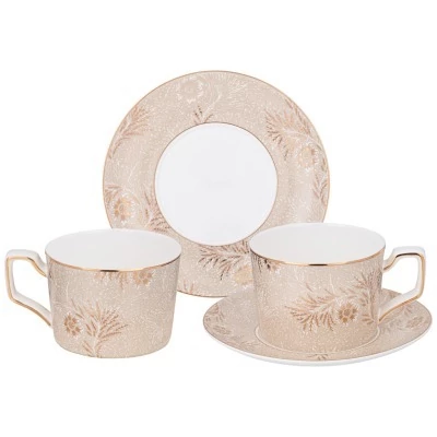 Чайный набор lefard "золотые узоры" на 2 пер. 4 пр. 280 мл (264-1169) 