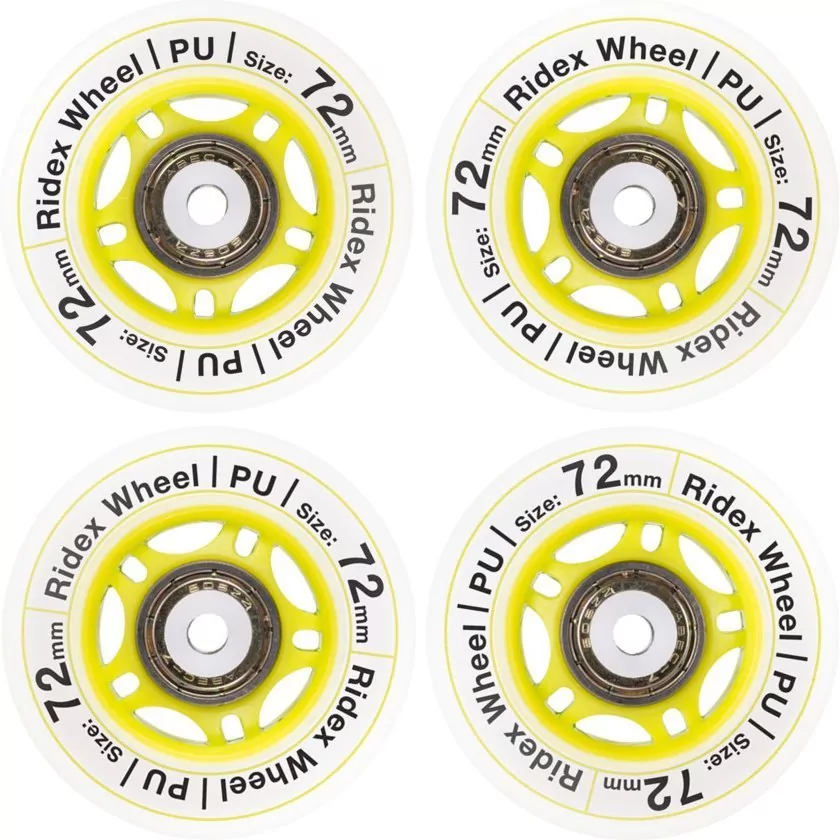 Фото Комплект колес для роликов с подшипниками, 72 мм, белый/зеленый (634439) - интернет-магазин МегаТерем в Москве