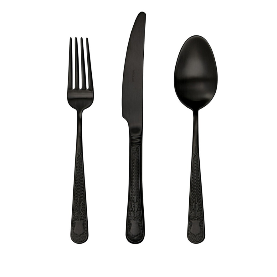 Фото Набор ложка, вилка и нож столовые 207300313170000, нержавеющая сталь 18/10, PVD, MATT BLACK, HERDMAR - интернет-магазин МегаТерем в Москве