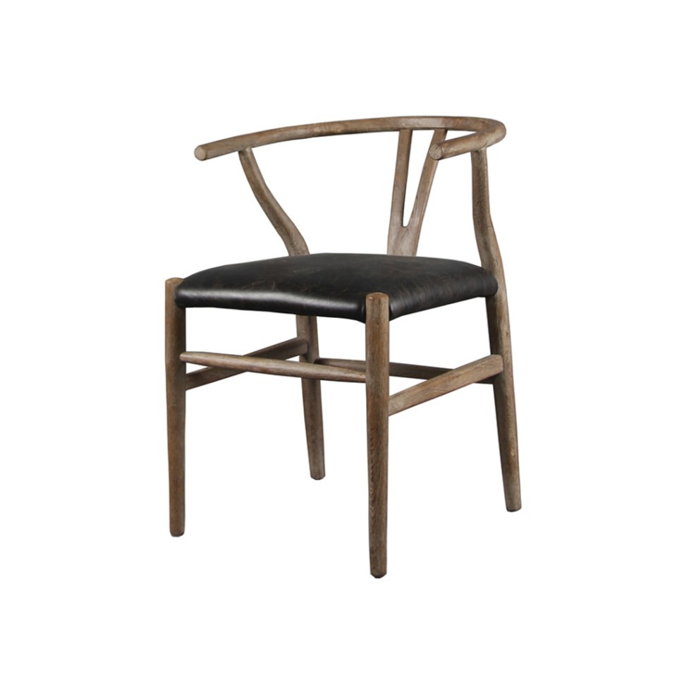 Фото Полукресло HDC942-LE-OAK, дуб, кожа, natural oak/black, ROOMERS FURNITURE - интернет-магазин МегаТерем в Москве