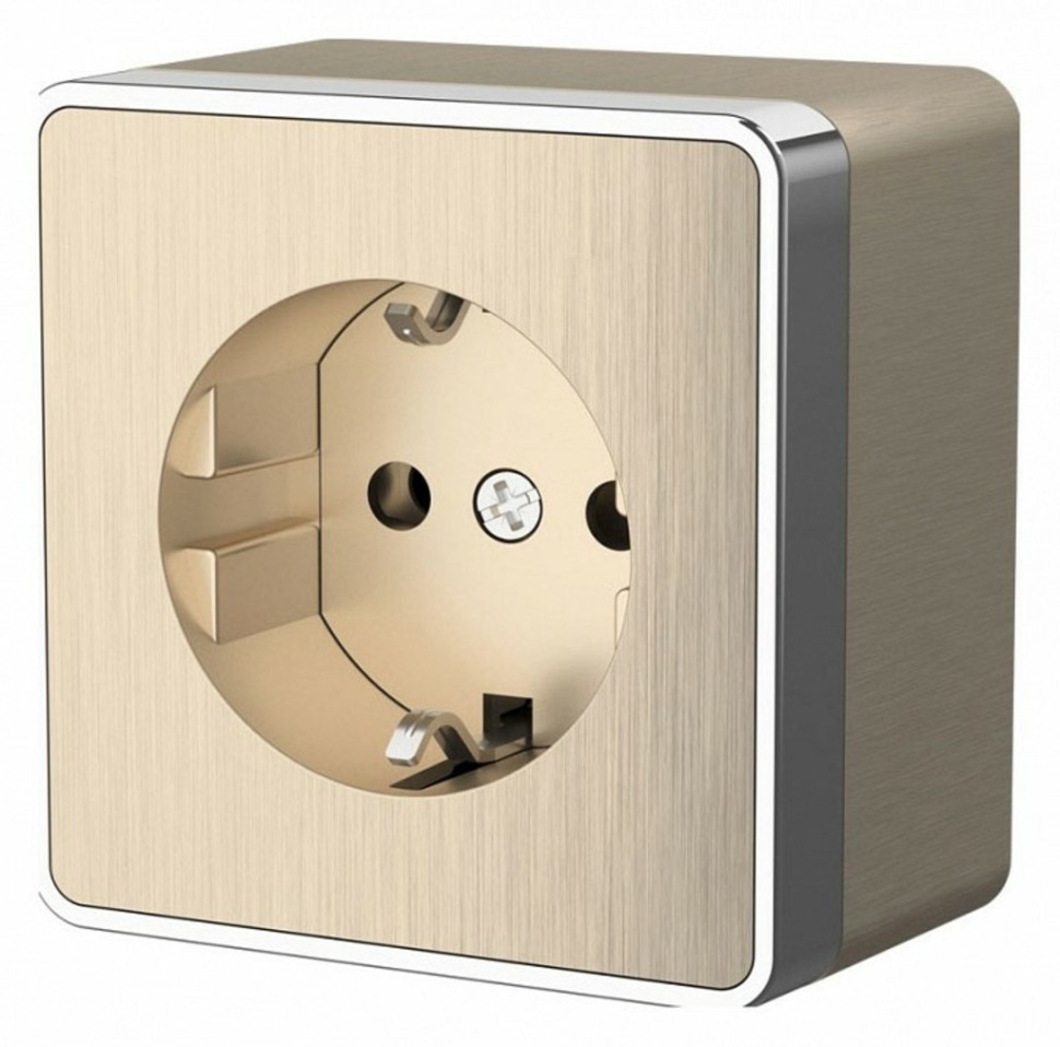 Фото Розетка с заземлением Werkel Gallant (шампань рифленый) W5071010 WRK_a051038 - интернет-магазин МегаТерем в Москве