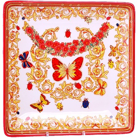 Фото Блюдо сервировочное 22х22 см Романтика LORAINE (30785) - интернет-магазин МегаТерем в Москве