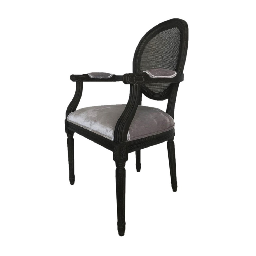 Фото Полукресло CH-385BV, каркас массив дуба, обивка бархат, grey, ROOMERS FURNITURE - интернет-магазин МегаТерем в Москве