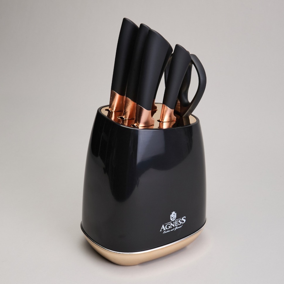 Фото Набор ножей agness  на пластиковой подставке, 7 предметов (911-784)  - интернет-магазин МегаТерем в Москве