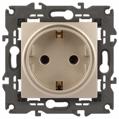 Розетка с заземлением и со шторкой, без рамки Эра Эра Elegance 14-2102-04 ER_B0034275