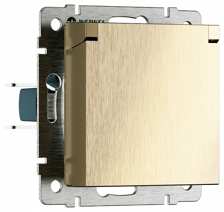 Фото Розетка влагозащищенная с заземлением и со шторкой, без рамки с крышкой Werkel шампань рифленый W1171210 WRK_a069604 - интернет-магазин МегаТерем в Москве