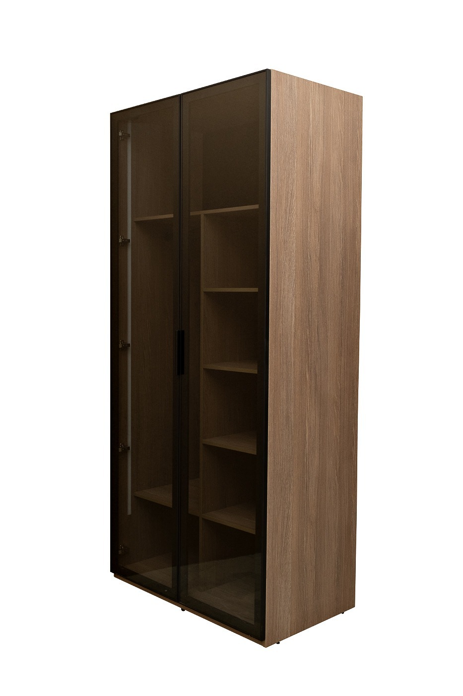 Фото GD-10013/1-3 Шкаф Alto двухд c полками, цвет дуб Урбан Кофейный, дверцы стекло(тонир) 100*57*228.5см (TT-00014200) - интернет-магазин МегаТерем в Москве