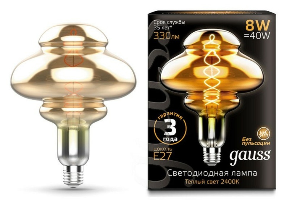 Фото Лампа светодиодная Gauss LOFT Led Vintage Filament Flexible E27 8Вт 2400K 162802008 GA_162802008 - интернет-магазин МегаТерем в Москве