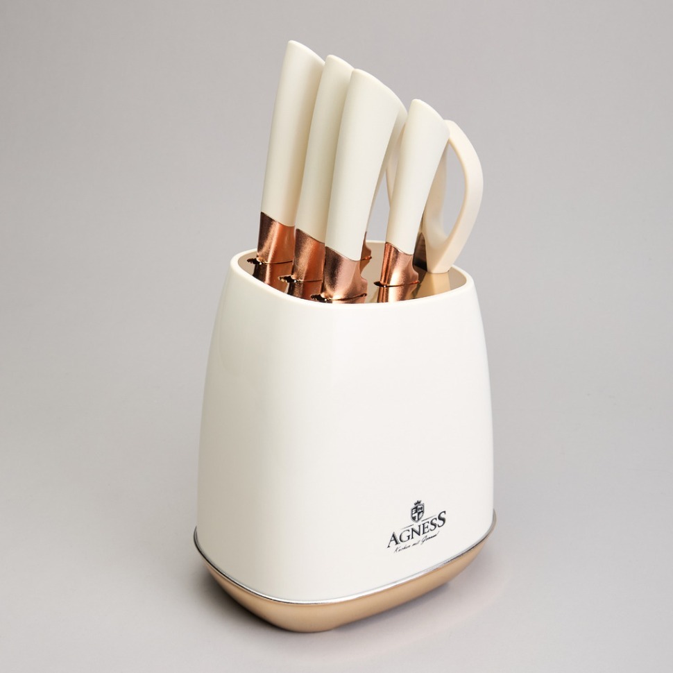 Фото Набор ножей agness  на пластиковой подставке, 7 предметов (911-785)  - интернет-магазин МегаТерем в Москве