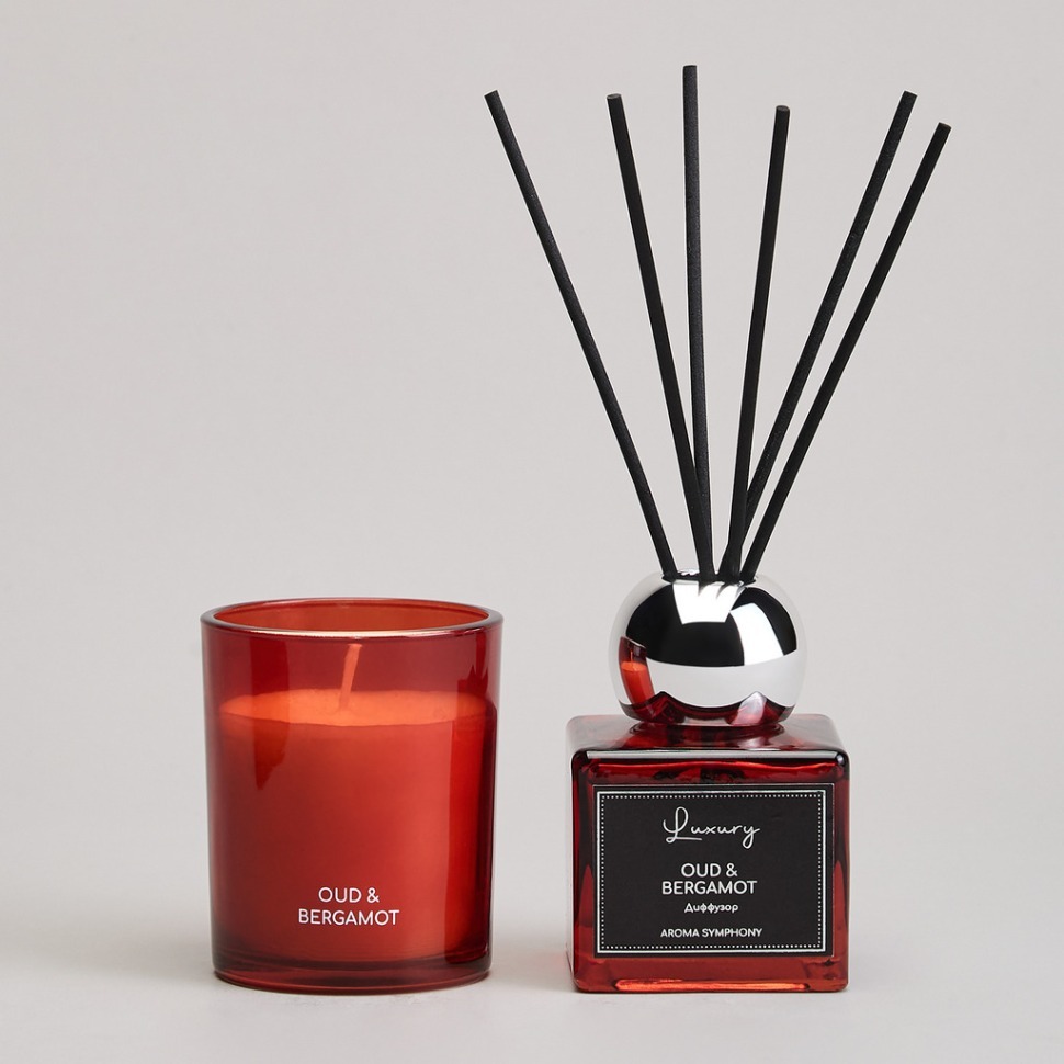 Фото Набор ароматический luxury свеча в стакане 6*7,5 см и диффузор 70 мл oud&amp;bergamot Lefard (605-120) - интернет-магазин МегаТерем в Москве