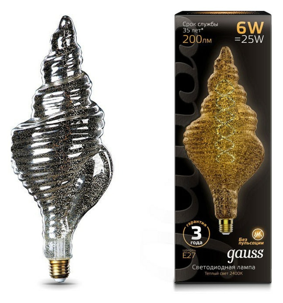 Фото Лампа светодиодная Gauss Led Vintage Filament Flexible E27 6Вт 2400K 166802008 GA_166802008 - интернет-магазин МегаТерем в Москве