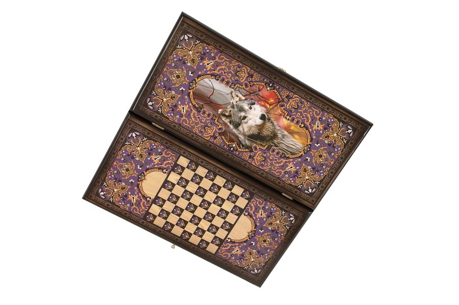 Фото Нарды + Шашки Сирия Волк большие (Россия, дерево, 60 см), Partida (28211) - интернет-магазин МегаТерем в Москве