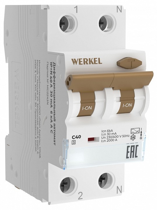 Фото Дифференциальный автоматический выключатель 1P с Wi-Fi Werkel  W922P164 WRK_a065619 - интернет-магазин МегаТерем в Москве