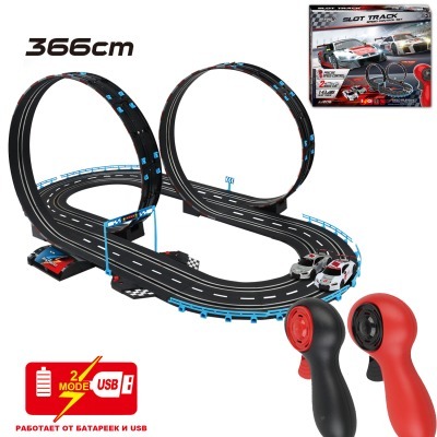 Гоночный автотрек JJ slot (2 машинки, 366 см, от сети, 1:43) (JJ206-1)