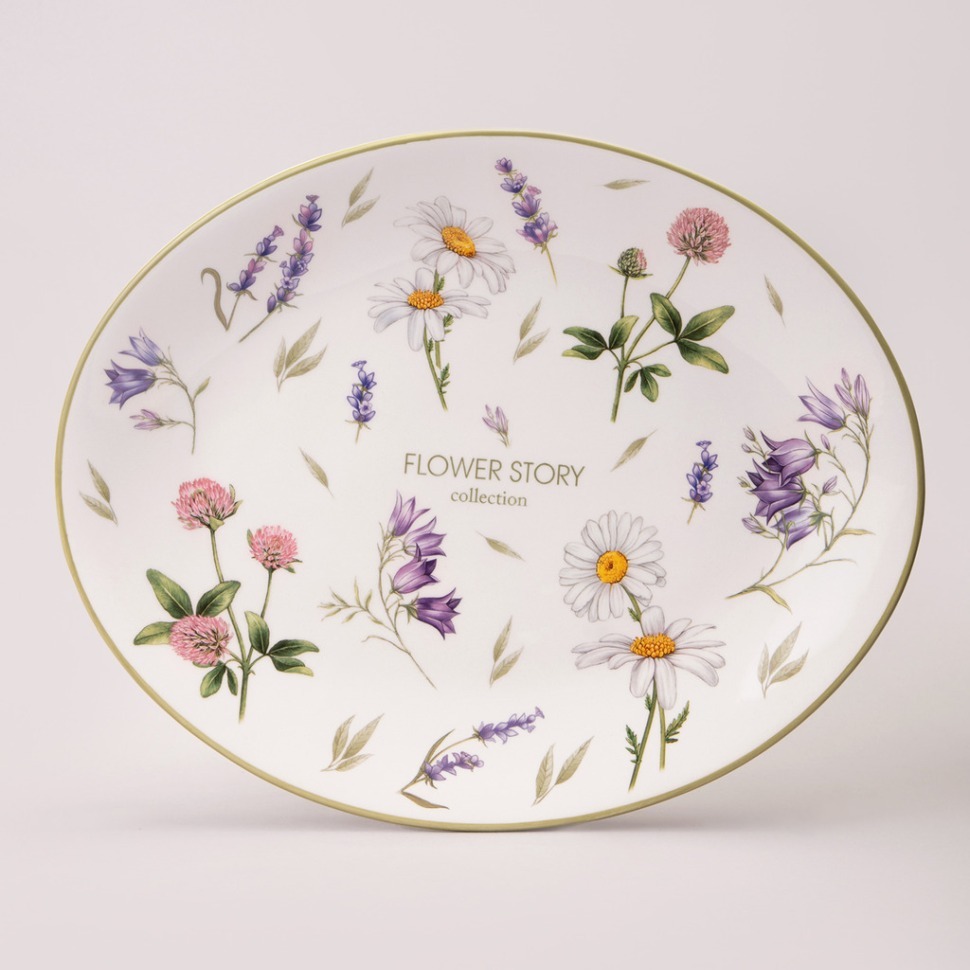 Фото Блюдо овальное agness flower story 31,5*25,5*3 см (358-2170)  - интернет-магазин МегаТерем в Москве