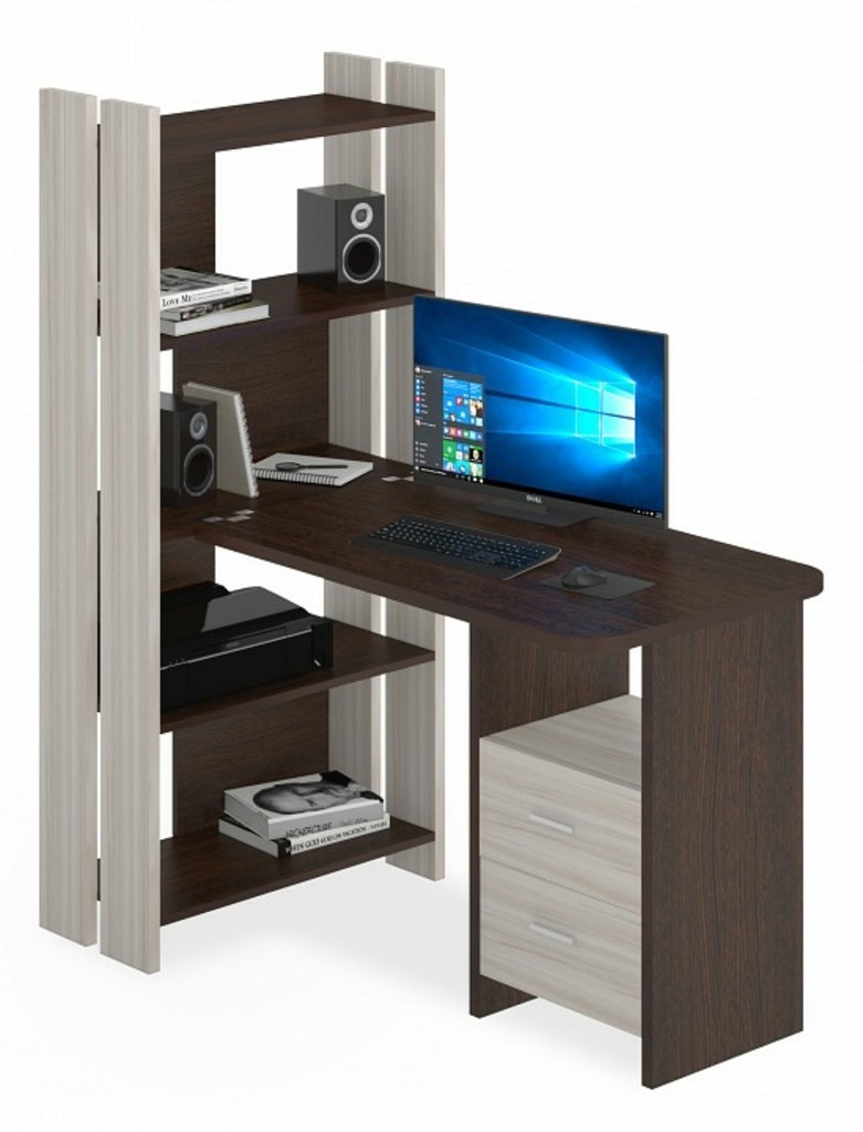 Фото Стол компьютерный Домино Lite СТЛ-ОВ+С100Р MER_STL-OV-S100RPryam_KV - интернет-магазин МегаТерем в Москве