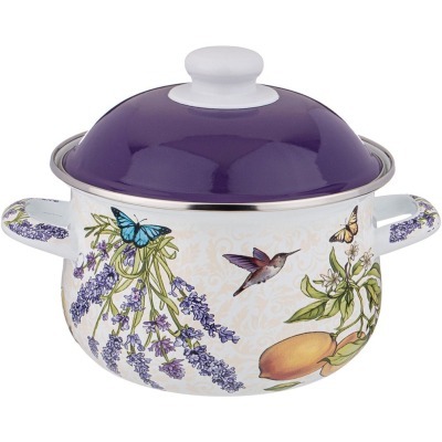 Кастрюля agness эмалированная с эмал.крышкой серия "прованс лимоны" 2.0 л, 18*11 см (934-546) 