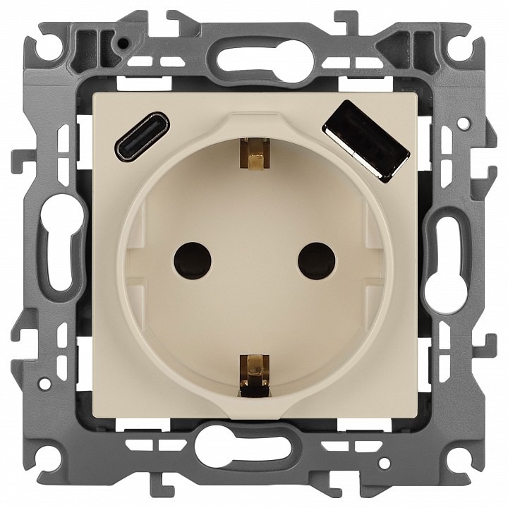 Фото Розетка с заземлением и со шторкой и 2хUSB, без рамки Эра Эра 12 12-4108-02 ER_B0067731 - интернет-магазин МегаТерем в Москве