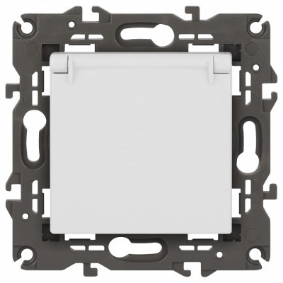 Розетка с заземлением и со шторкой, без рамки с крышкой Эра Эра Elegance 14-2103-01 ER_B0034278