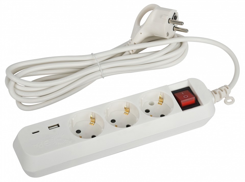 Фото Удлинитель с выключателем Эра  UB-3es-3m-USB ER_B0052898 - интернет-магазин МегаТерем в Москве