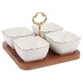 Фото Менажница керамическая для сервировки 4 блюда LORAINE (90052-345) - интернет-магазин МегаТерем в Москве