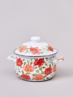 Кастрюля agness эмалированная с эмал.крышкой серия "маки", 2.0 л, 18*11 см (934-741) 