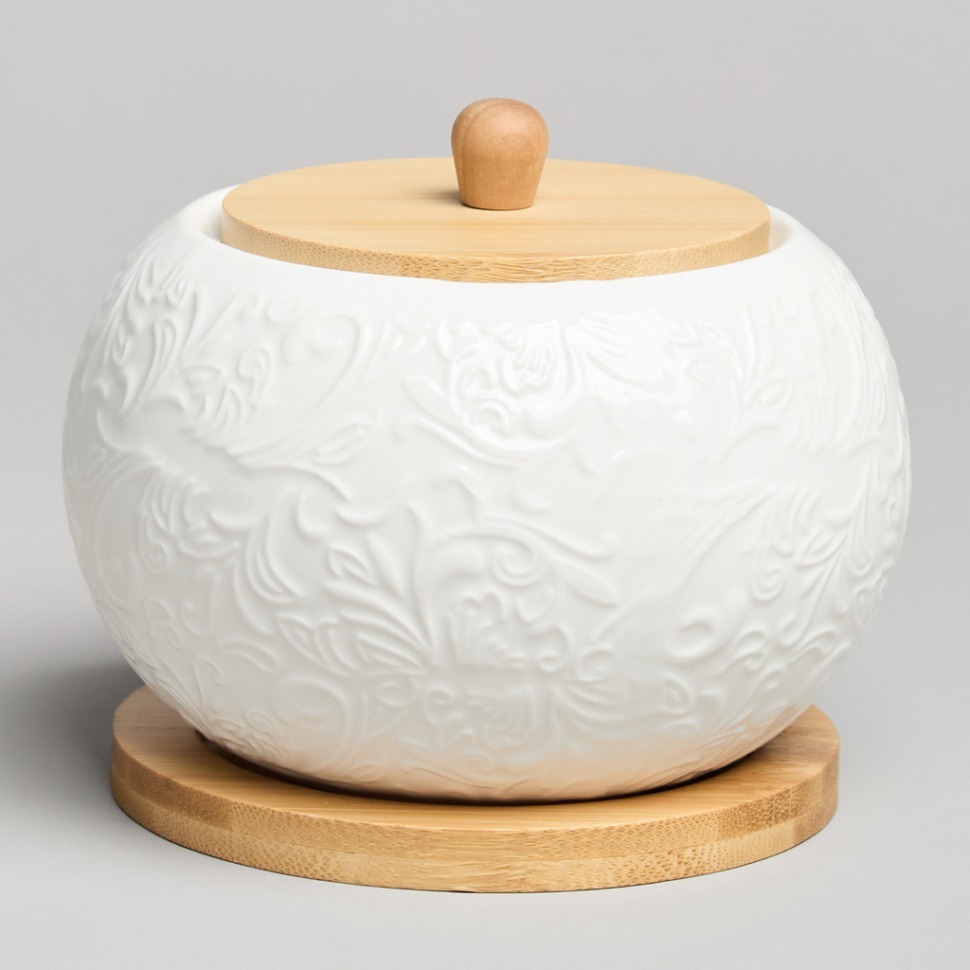 Фото Сахарница lefard muse с дер.крышкой на дер.подставке 12*9,5 см 450 мл (587-207)  - интернет-магазин МегаТерем в Москве