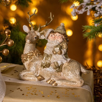 Статуэтка дети на олене 14,...