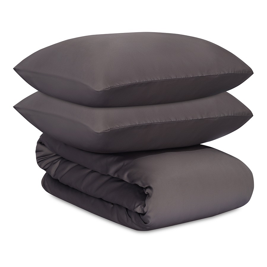 Фото Комплект постельного белья из премиального сатина темно-серого цвета из коллекции essential, 200х220 см (78459) - интернет-магазин МегаТерем в Москве