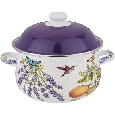 Кастрюля agness эмалированная с эмал.крышкой серия "прованс лимоны" 2.8 л, 20*12 см (934-547) 