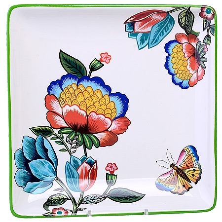 Фото Блюдо сервировочное 22х22 см Летний букет LORAINE (30802) - интернет-магазин МегаТерем в Москве