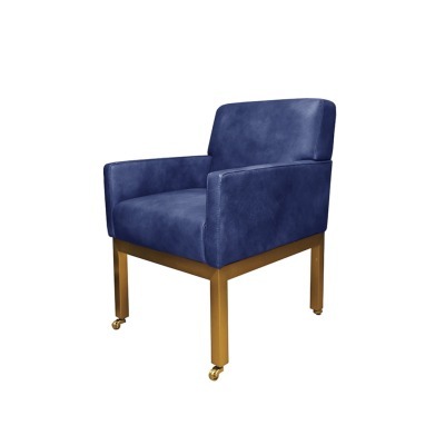 Полукресло C0197-1D/blue#B126, обивка кожа, ножки нержавеющая сталь, blue/matte gold, ROOMERS FURNITURE