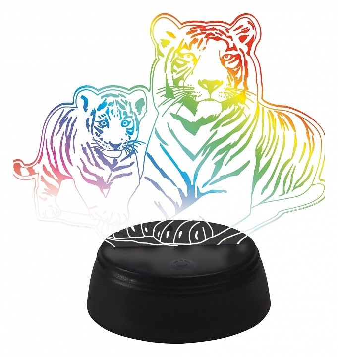 Фото Зверь декоративный Uniel ULI-M508 RGB/3AA TIGER FAMILY/BLACK UL-00008403 UL_UL-00008403 - интернет-магазин МегаТерем в Москве