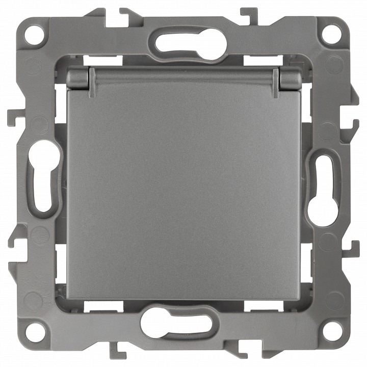 Фото Розетка с заземлением и со шторкой, без рамки с крышкой Эра Эра 12 12-2103-12 ER_B0019327 - интернет-магазин МегаТерем в Москве