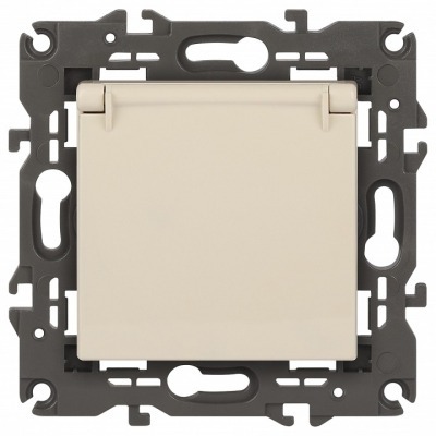 Розетка с заземлением и со шторкой, без рамки с крышкой Эра Эра Elegance 14-2103-02 ER_B0034279