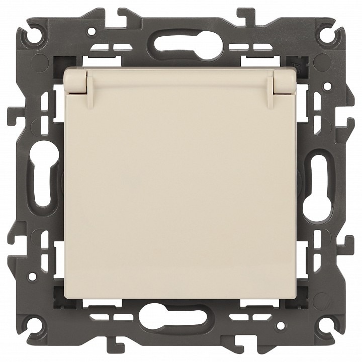 Фото Розетка с заземлением и со шторкой, без рамки с крышкой Эра Эра Elegance 14-2103-02 ER_B0034279 - интернет-магазин МегаТерем в Москве