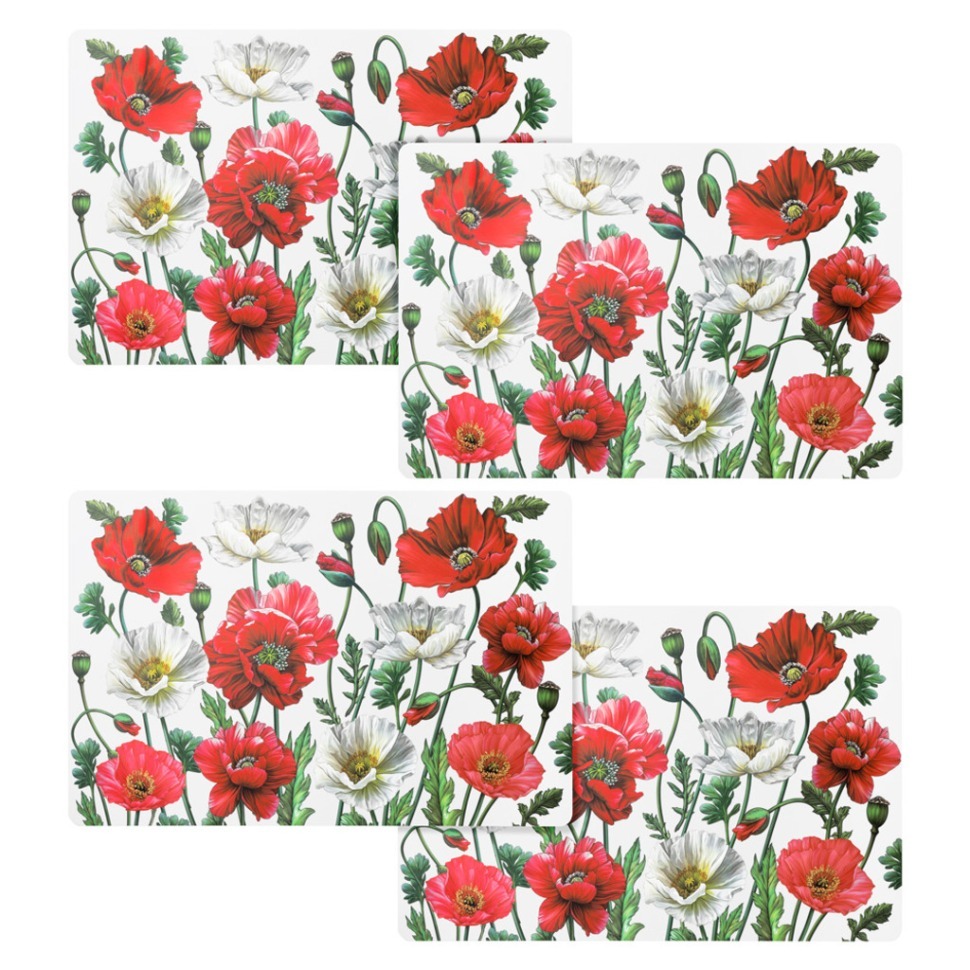 Фото Набор подстановочных салфеток маки из 4 шт,, 45х30 см Lefard (771-118) - интернет-магазин МегаТерем в Москве