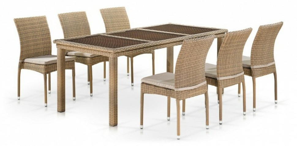 Фото Набор уличный T365/Y380B-W65 AFN_T365-Y380B-W65_6PCS_Light_Brown - интернет-магазин МегаТерем в Москве