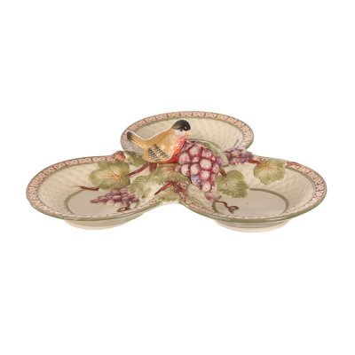 Менажница 3 секции lefard "птица и виноград" 30*30*8 см (59-416) 