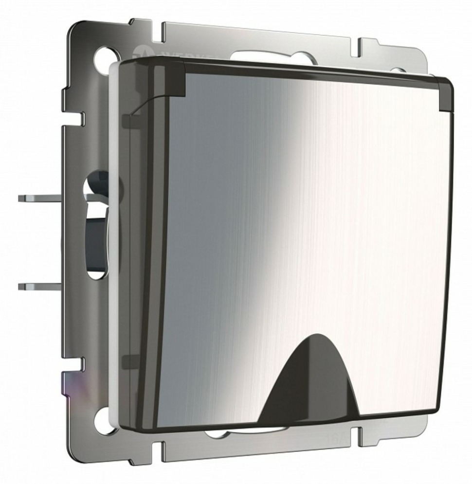 Фото Розетка с заземлением и со шторками, без рамки с крышкой Werkel глянцевый никель W1171202 WRK_a051089 - интернет-магазин МегаТерем в Москве