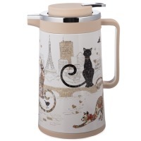 Термос со стеклянной колбой, 950 мл, крышка с клапаном, серия "парижские коты" Agness (734-207)