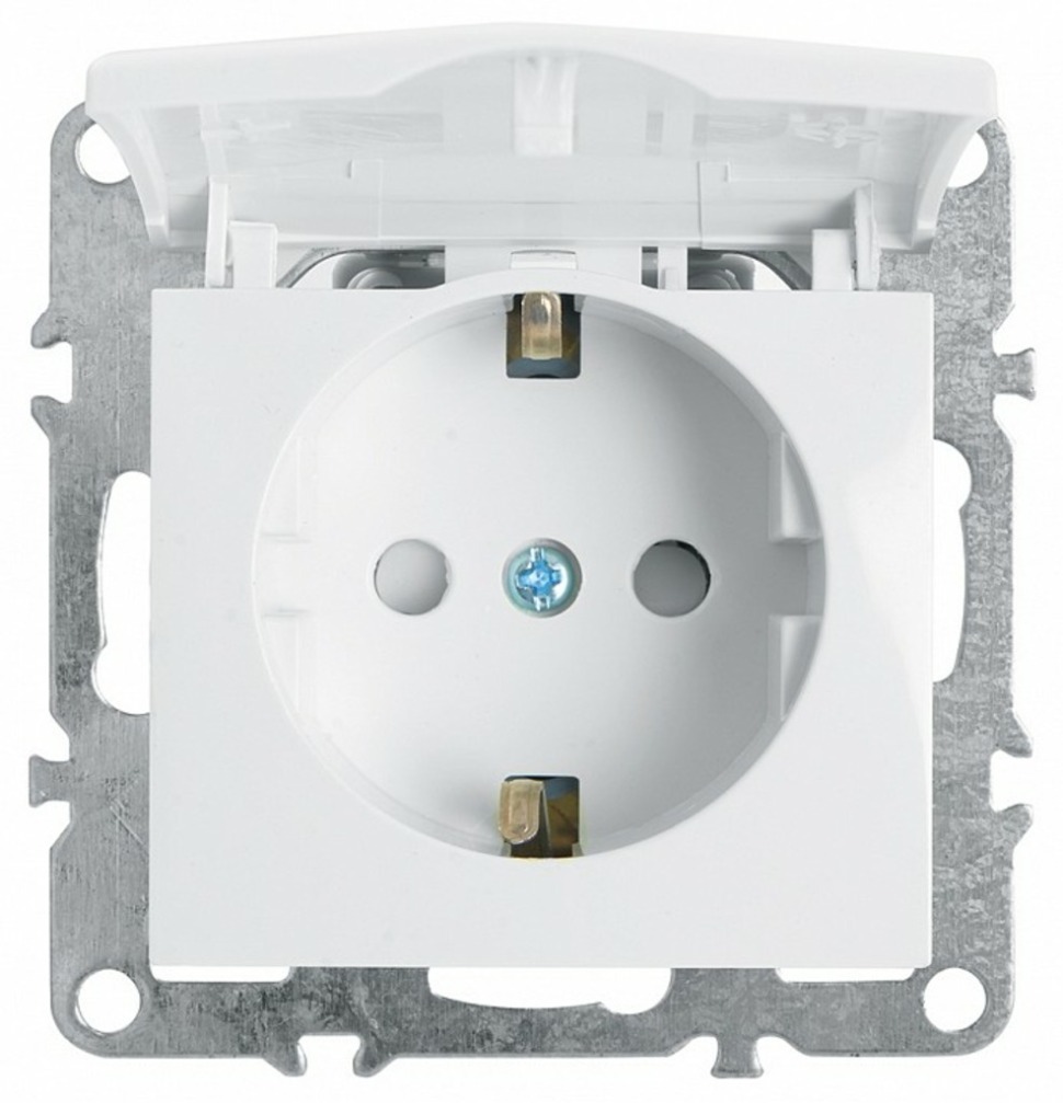 Фото Розетка с заземлением и со шторками, без рамки с крышкой Stekker PST16-9112 39319 FE_39319 - интернет-магазин МегаТерем в Москве