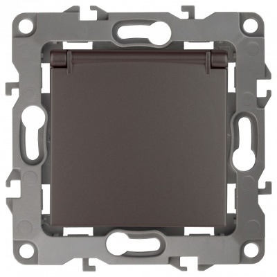 Розетка с заземлением и со шторкой, без рамки с крышкой Эра Эра 12 12-2103-13 ER_B0019328