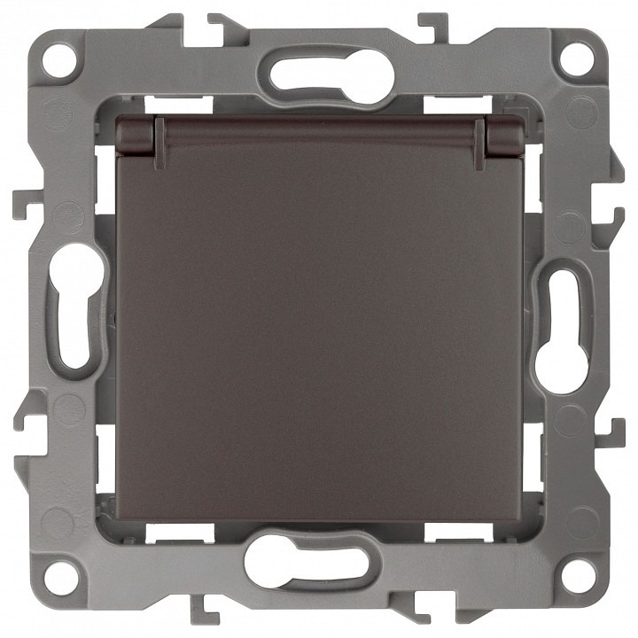 Фото Розетка с заземлением и со шторкой, без рамки с крышкой Эра Эра 12 12-2103-13 ER_B0019328 - интернет-магазин МегаТерем в Москве