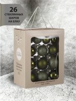 Набор стеклянных шаров 26 шт. зеленый в коробке (86312) 