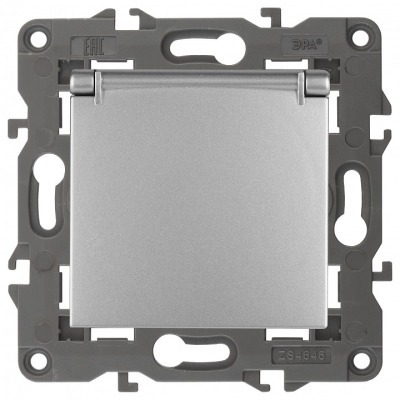 Розетка с заземлением и со шторкой, без рамки с крышкой Эра Эра Elegance 14-2103-03 ER_B0034280